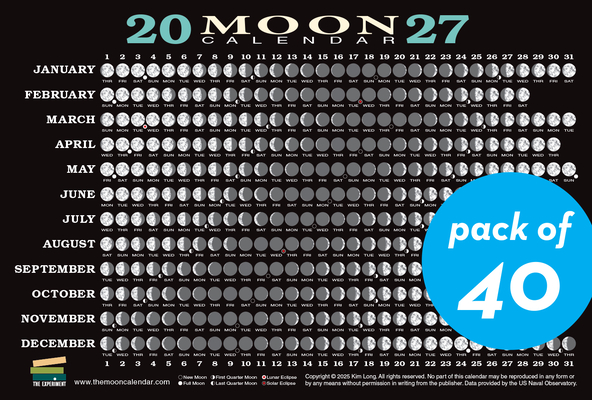 2027 Moon Calendar Card (40 pack): Lunar Phases, Eclipses, and More!  (Cards)  Wolf Moon 2027  Supermoon  January