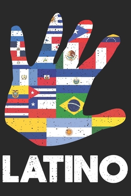 Latino: Checkered pages latino notebook in the shape of a hand with all flags from south america, central america and caribbea By Mes Kar Cover Image