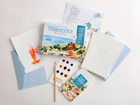 Watercolor the Easy Way Paint-Your-Own Watercolor Cards Coastal: Notecard Paint Kit with Paint and Brush Included By Sara Berrenson Cover Image