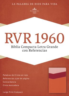 RVR 1960 Biblia Compacta Letra Grande con Referencias, mango/fresa/durazno claro símil piel