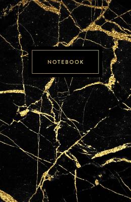 Notebook: Beautiful Black Marble and Shiny Gold 5.5 X 8.5 - A5 Size Cover Image
