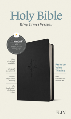 KJV Premium Value Thinline Bible, Filament Enabled Edition (Red Letter, Leatherlike, Black Radiant Cross) By Tyndale Cover Image