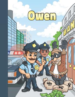 Owen: Personalized Sketchbook with Police Officer Cartoon By Olagol Publishing Cover Image