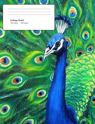 Peacock Composition Book: 7.44 x 9.69 College ruled line paper 200 pages (Composition Books - Beautiful Birds Series)