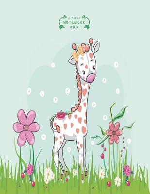 Notebook: Cute giraffe on green cover and Dot Graph Line Sketch pages, Extra large (8.5 x 11) inches, 110 pages, White paper, Sk Cover Image