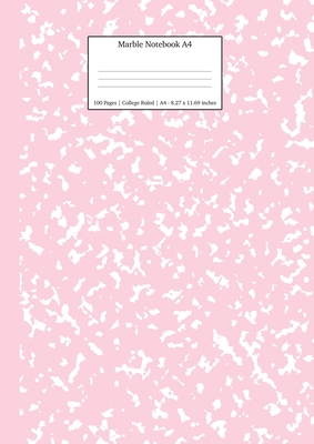 Marble Notebook A4: Pastel Pink College Ruled Journal Cover Image