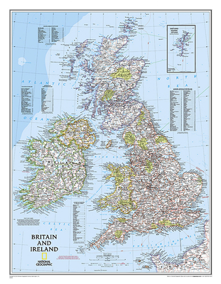 National Geographic Britain and Ireland Wall Map - Classic (23.5 X 30.25 In) (National Geographic Reference Map) Cover Image