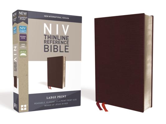 NIV, Thinline Reference Bible, Large Print, Bonded Leather, Burgundy, Red Letter Edition, Comfort Print By Zondervan Cover Image