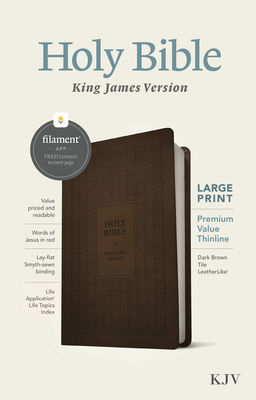KJV Large Print Premium Value Thinline Bible, Filament-Enabled Edition (Leatherlike, Dark Brown Tile, Red Letter) Cover Image