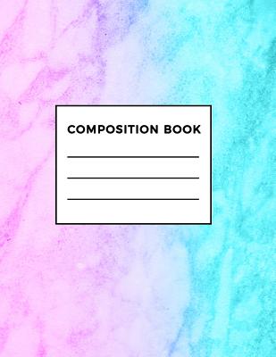 Composition Book: Blue and Pink Marble composition book for girls School student ruled notebook Cover Image