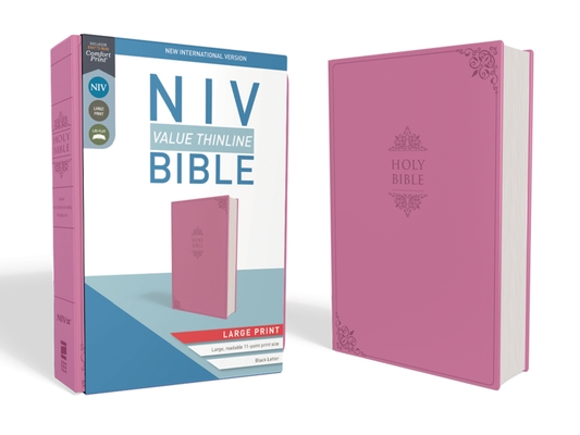 NIV, Value Thinline Bible, Large Print, Imitation Leather, Pink Cover Image