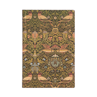 Softcover Planner MORRIS ROSE CHÈVREFEUILLE (William Morris) Ultra Horizontal 12-month Horizontale Weekplanner