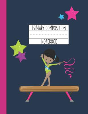 Primary Composition Notebook: A Purple Gymnastics Primary Composition Notebook For Girls Grades K-2 Featuring Handwriting Lines Cover Image
