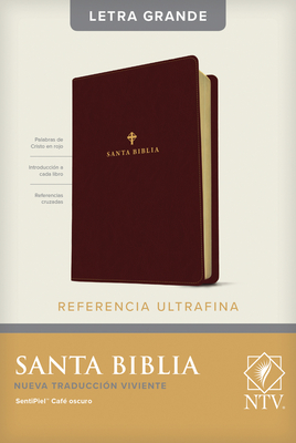 Santa Biblia Ntv, Edición de Referencia Ultrafina, Letra Grande (Letra Roja, Sentipiel, Café Oscuro ) Cover Image