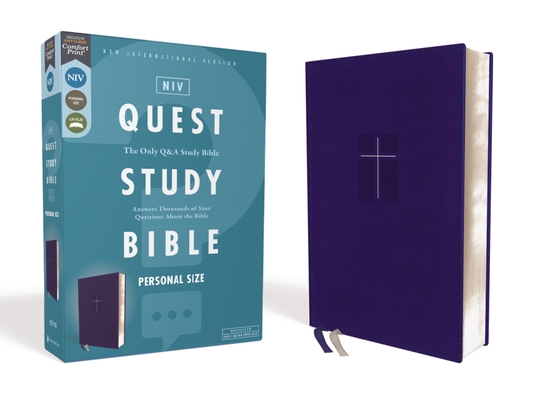 Niv, Quest Study Bible, Personal Size, Leathersoft, Blue, Comfort Print: The Only Q and A Study Bible Cover Image