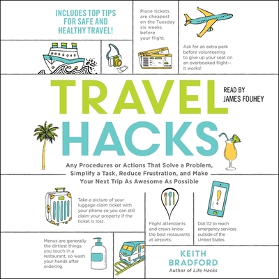 Travel Hacks: Any Procedures or Actions That Solve a Problem, Simplify a Task, Reduce Frustration, and Make Your Next Trip as Awesom By Keith Bradford, James Fouhey (Read by) Cover Image