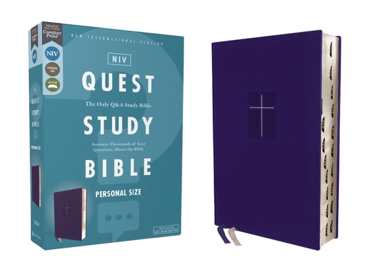 Niv, Quest Study Bible, Personal Size, Leathersoft, Blue, Thumb Indexed, Comfort Print: The Only Q and A Study Bible By Christianity Today Intl (Editor), Zondervan Cover Image