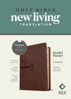 NLT Compact Giant Print Bible, Filament-Enabled Edition (Leatherlike, Mahogany Celtic Cross, Red Letter) Cover Image