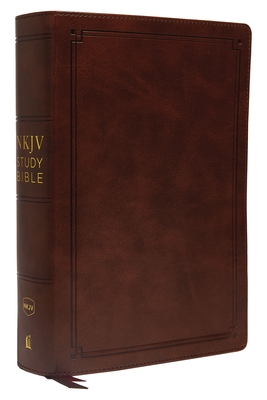 NKJV Study Bible, Imitation Leather, Brown, Red Letter Edition, Comfort Print: The Complete Resource for Studying God's Word By Thomas Nelson Cover Image