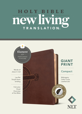 NLT Compact Giant Print Bible, Filament-Enabled Edition (Leatherlike, Mahogany Celtic Cross, Indexed, Red Letter) Cover Image