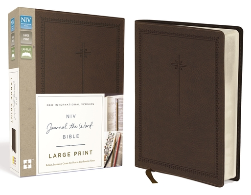 NIV, Journal the Word Bible, Large Print, Imitation Leather, Brown: Reflect, Journal, or Create Art Next to Your Favorite Verses By Zondervan Cover Image