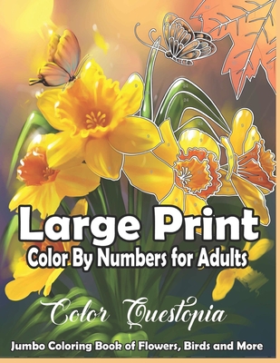 Large Print Color By Numbers for Adults: Jumbo Coloring Book Of Birds, Flowers and More: Simple Anti Anxiety Coloring Relaxation By Color Questopia Cover Image
