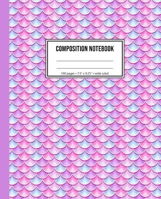 Composition Notebook: Pink Mermaid Wide Ruled Notebook For Girls Cover Image