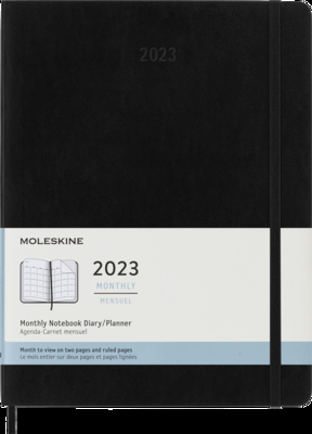 Moleskine 2023 Monthly Planner, 12M, Extra Large, Black, Hard Cover (7.5 x 10) By Moleskine Cover Image