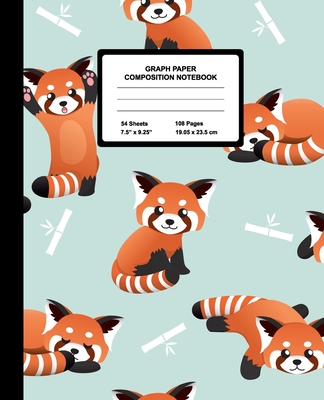Graph Paper Composition Notebook: Quad Ruled 4 Squares Per Inch Sheets, Math and Science Grid Note Book for Elementary Students, Red Panda By Little Pens Notebooks Cover Image