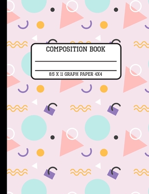 Composition Book Graph Paper 4x4: Fun Trendy Geometric Lavender Back to School Quad Writing Notebook for Students and Teachers in 8.5 x 11 Inches Cover Image