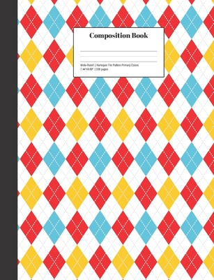 Composition Book Wide-Ruled Harlequin Tile Pattern Primary Colors: Class Notebook for Study Notes and Writing Assignments