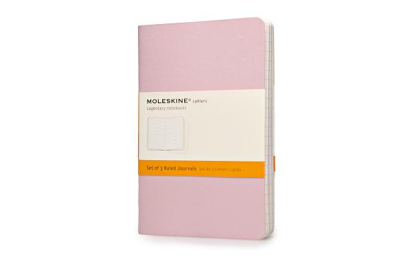 Moleskine Cahier Journal (Set of 3), Pocket, Ruled, Persian Lilac, Frangipane Yellow, Peach Blossom Pink, Soft Cover (3.5 x 5.5) (Cahier Journals) By Moleskine Cover Image