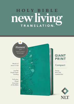 NLT Compact Giant Print Bible, Filament-Enabled Edition (Leatherlike, Peony Rich Teal, Red Letter) Cover Image