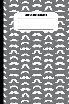 Composition Notebook: Moustaches of All Shapes (White Pattern on Gray) (100 Pages, College Ruled) Cover Image