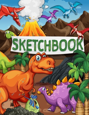 Sketchbook: 120 Blank Pages with a Cute Dino Character (Sketchbook for Kids)  (Paperback)