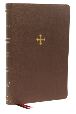 Nrsv, Catholic Bible, Thinline Edition, Genuine Leather, Brown, Comfort Print: Holy Bible By Catholic Bible Press Cover Image