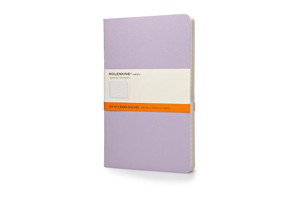 Moleskine Cahier Journal (Set of 3), Large, Ruled, Persian Lilac, Frangipane Yellow, Peach Blossom Pink, Soft Cover (5 x 8.25) (Cahier Journals) By Moleskine Cover Image