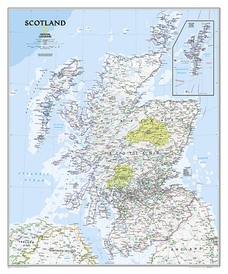 National Geographic Scotland Wall Map - Classic - Laminated (30 X 36 In) (National Geographic Reference Map) Cover Image