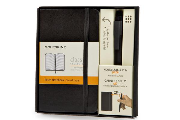 Moleskine Classic Notebook and Pen Pack (Hard Cover, Pocket, Ruled 