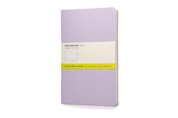 Moleskine Cahier Journal (Set of 3), Large, Plain, Persian Lilac, Frangipane Yellow, Peach Blossom Pink, Soft Cover (5 x 8.25) (Cahier Journals) Cover Image