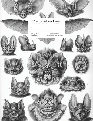 Composition Book College-Ruled Vintage Bats Scientific Illustrations: Flying Mammal Chiroptera Line Art Drawings (Back to School #25) Cover Image