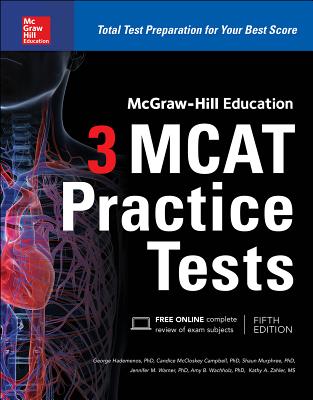 McGraw-Hill Education 3 MCAT Practice Tests, Third Edition Cover Image