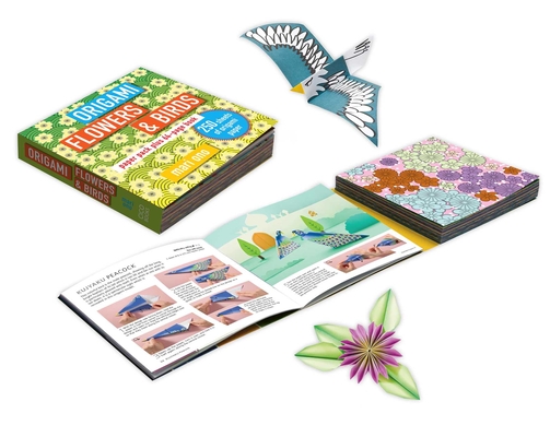 Origami Flowers and Birds: Paper pack plus 64-page book By Mari Ono Cover Image