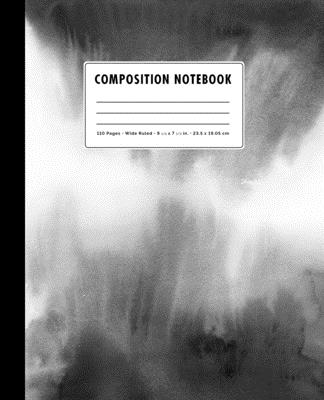 Composition Notebook: Black + White Watercolor Ombre Cover Wide Ruled Cover Image