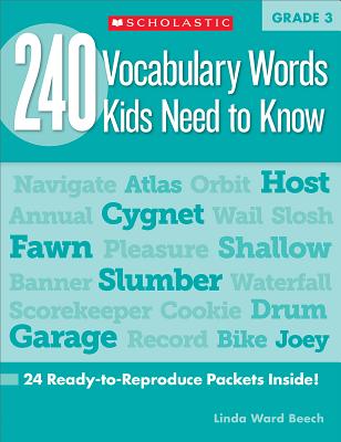 240 Vocabulary Words Kids Need to Know: Grade 3: 24 Ready-to-Reproduce Packets Inside! Cover Image