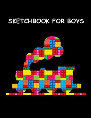 Sketchbook for Boys: The Unofficial Lego Train Blocks Sketchbook for Kids Large Activity Book, Sketchbook for Drawing, Sketching & Doodling Cover Image