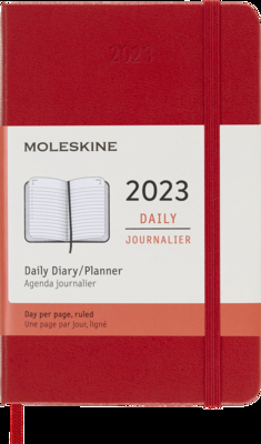 Moleskine 2023 Daily Planner, 12M, Pocket, Scarlet Red, Hard Cover (3.5 x 5.5) By Moleskine Cover Image