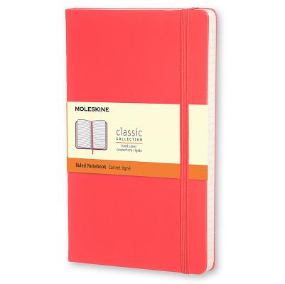 Moleskine Classic Notebook, Large, Ruled, Geranium Red, Hard Cover (5 x 8.25) Cover Image