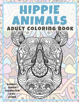 Download Hippie Animals Adult Coloring Book Donkey Lemur Chameleon Lynx Other Paperback Children S Book World