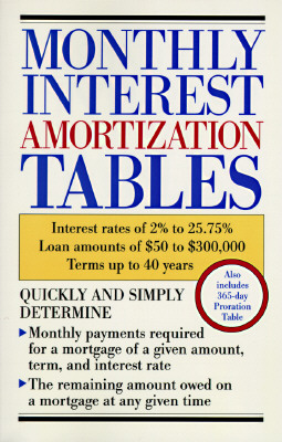 Monthly Interest Amortization Tables: Interest Rates of 2% to 25.75%, Loan Amounts of $50 to $300,000, Terms Up to 40 Years Cover Image